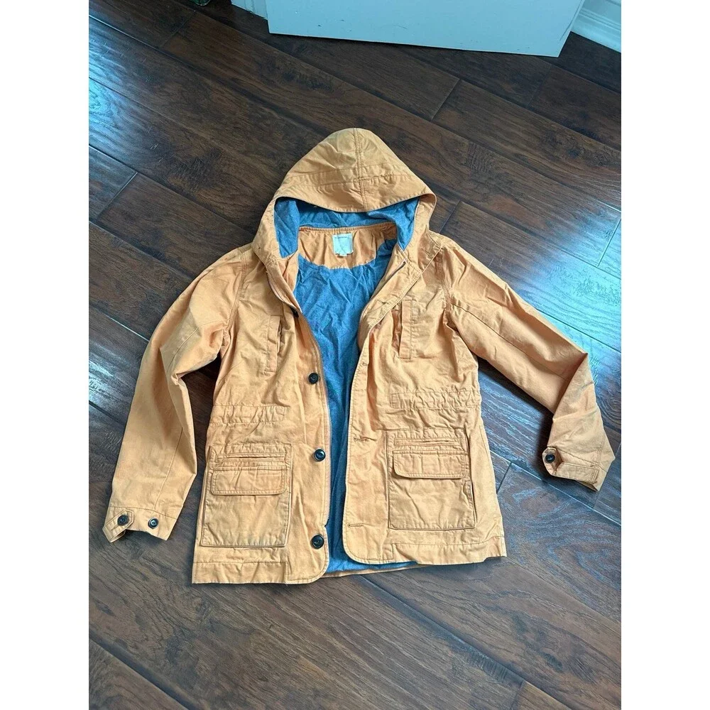 Life After Denim Women’s Medium Peach Hooded Utility Jacket Cotton Anorak Coat